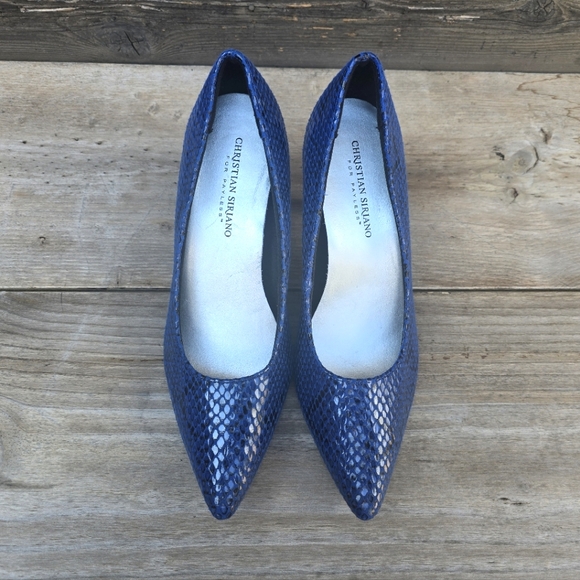 Christian Siriano Blue Snakeskin Heels - Picture 7 of 14